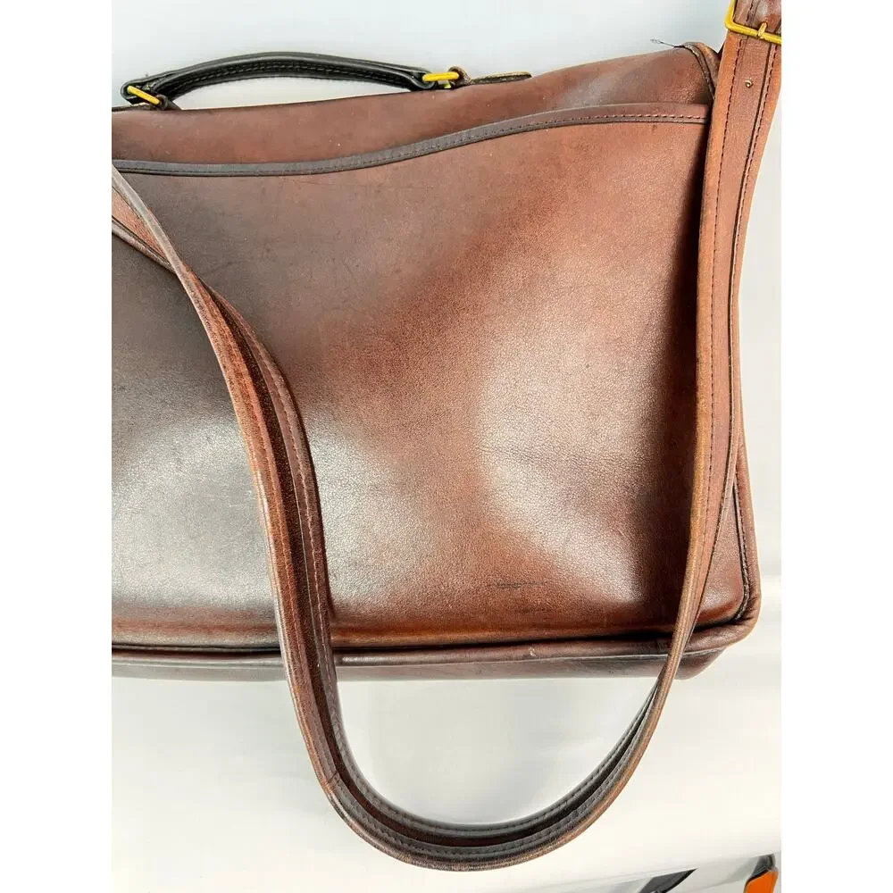 Vintage Coach Metropolitan Brief Bag Brown Leather Messenger Briefcase NYC Rare